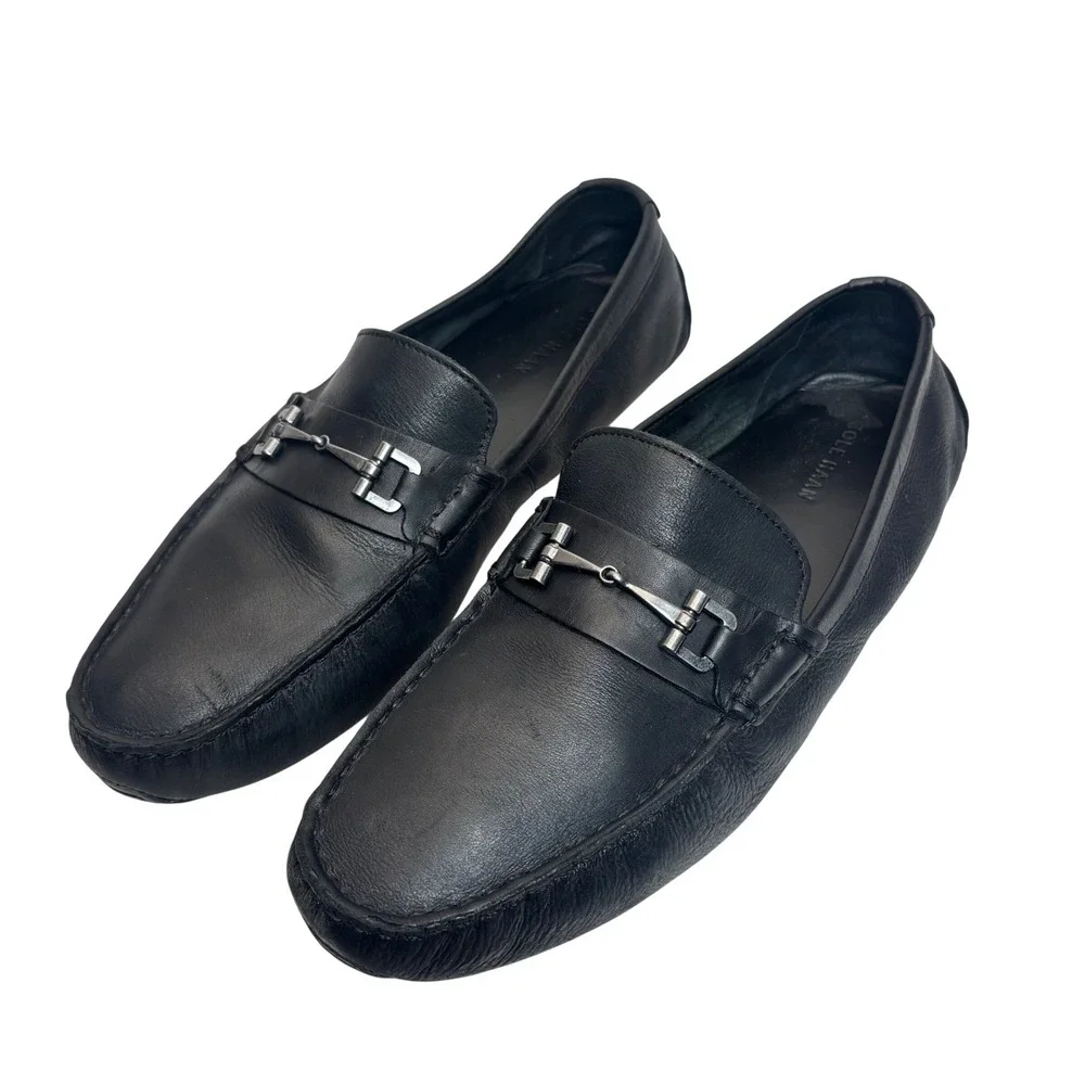 Cole Haan Horsebit Driving Loafers Black Leather Preppy Golf Casual Classic 11.5
